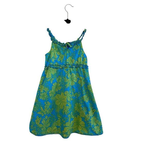 The Children's Place Other - the children's place green & blue floral dress Sz. 6X/7